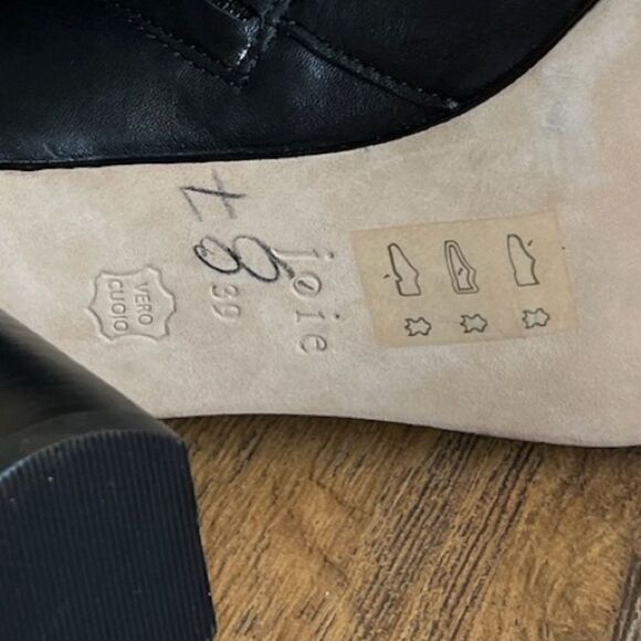 New Joie Lara Leather Ankle Boots Black Heel - Picture 10 of 10